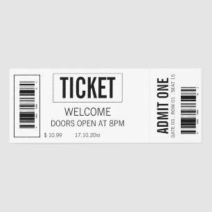 Minimalist Black and White Event Ticket Printable