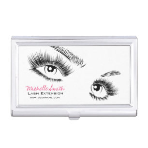 Minimalist Black and White Eyelashes Chic Makeup Business Card Case
