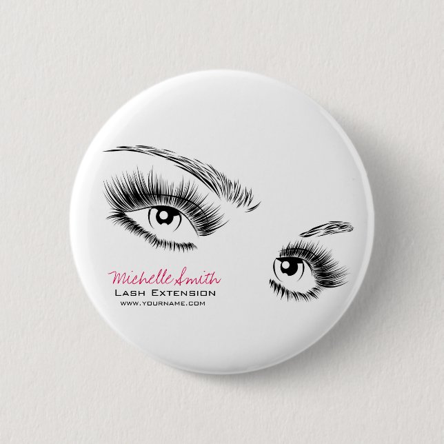 Minimalist Black and White Eyelashes Chic Makeup Button (Front)
