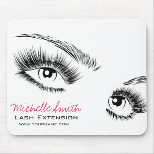 Minimalist Black and White Eyelashes Chic Makeup Mouse Pad