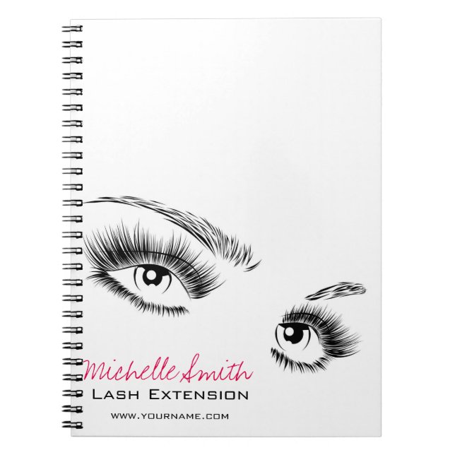 Minimalist Black and White Eyelashes Chic Makeup Notebook (Front)