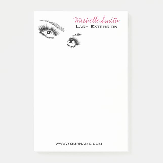 Minimalist Black and White Eyelashes Chic Makeup Post-it Notes (Front)