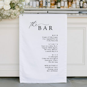 Minimalist Black and White Fabric Wedding Bar Menu House Flag