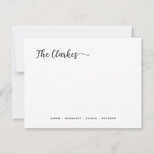 Minimalist Black and White Family Stationery  Note Card