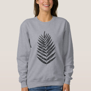Minimalist Black and White Fern Drawing Sweatshirt