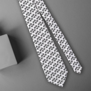 Minimalist Black and White Floral Ditsy Pattern Tie