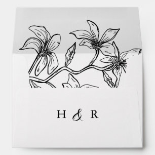 Minimalist Black and white Floral Envelope