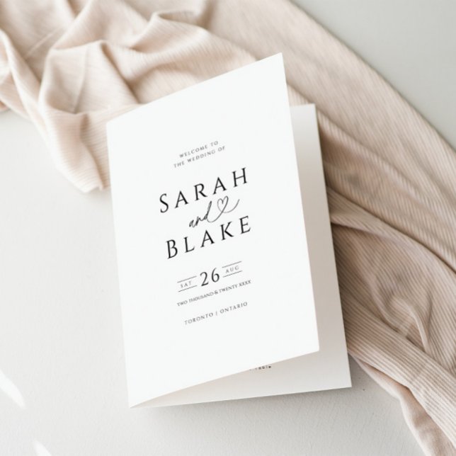 Minimalist Black and White Folded Wedding Program (Creator Uploaded)