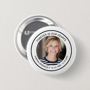 Minimalist Black and White Forever in our Hearts Button