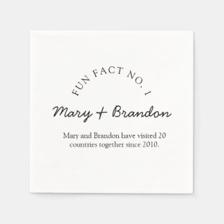 Minimalist Black and White Fun Fact Wedding Napkins