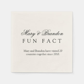 Minimalist Black and White Fun Fact Wedding Napkins