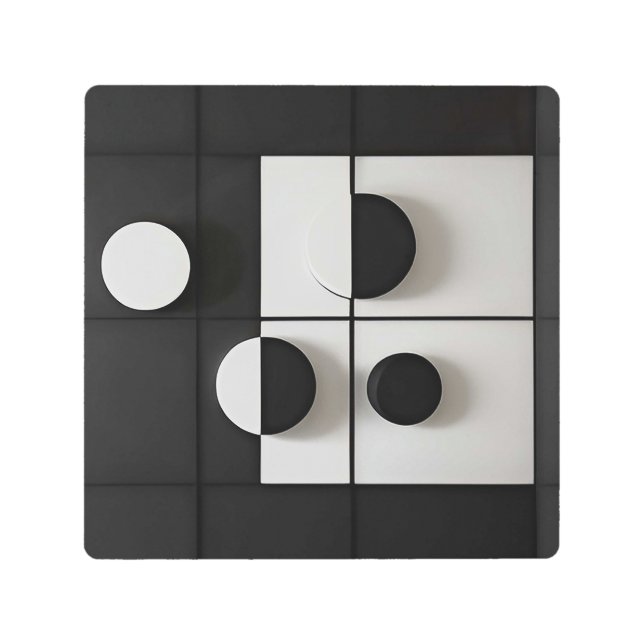 Minimalist Black and White Geometric Abstract Art (Front)