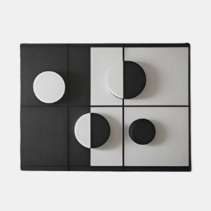 Minimalist Black and White Geometric Abstract Art Doormat