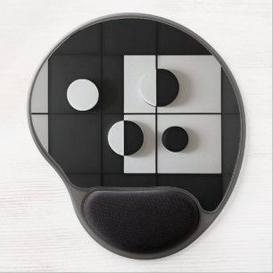 Minimalist Black and White Geometric Abstract Art Gel Mouse Pad