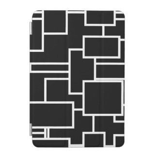 Minimalist Black and White Geometric Block Pattern iPad Mini Cover