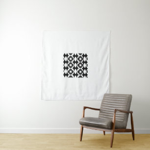 Minimalist Black and White Geometric Pattern Wall Tapestry