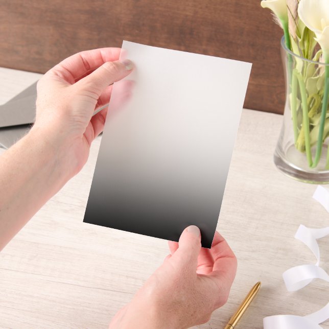 Minimalist Black and White Gradient Overlay Vellum Invitations (Handheld)
