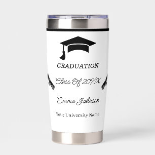Minimalist Black And White Graduation Custom Insulated Tumbler