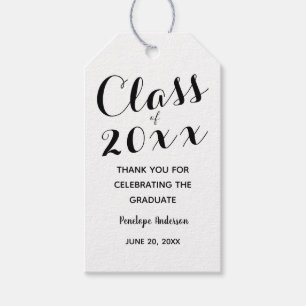 Minimalist Black and White Graduation Gift Tags