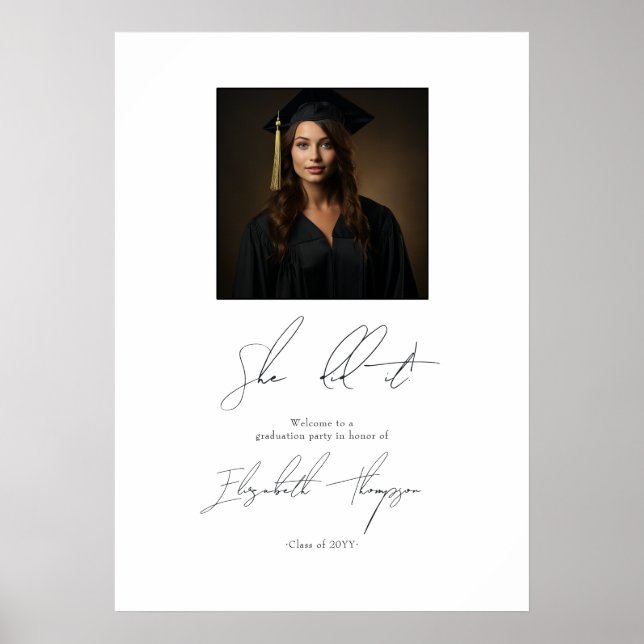 Minimalist Black and White Graduation Welcome Poster (Front)