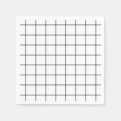 Minimalist Black And White Grid Napkins