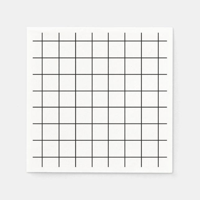 Minimalist Black And White Grid Napkins (Front)