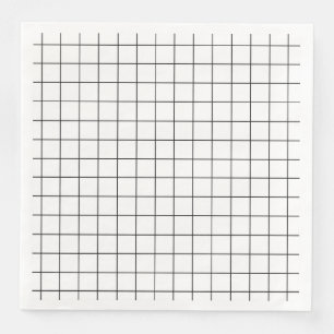 Minimalist Black And White Grid Paper Dinner Napkins
