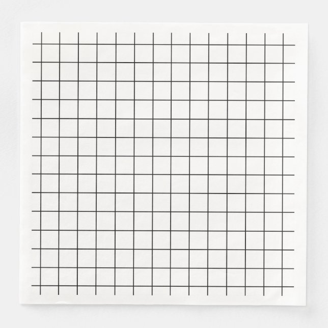 Minimalist Black And White Grid Paper Dinner Napkins (Front)