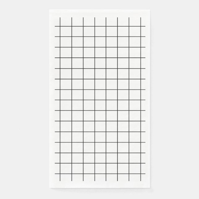 Minimalist Black And White Grid Paper Guest Towels (Front)