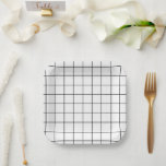 Minimalist Black And White Grid Paper Plates<br><div class="desc">Modern school math grid pattern design party theme</div>