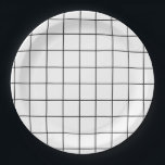 Minimalist Black And White Grid Paper Plates<br><div class="desc">Modern school math grid pattern design party theme</div>