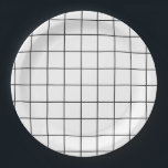 Minimalist Black And White Grid Paper Plates<br><div class="desc">Modern school math grid pattern design party theme</div>