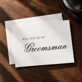 Minimalist Black and White Groomsman Proposal Card