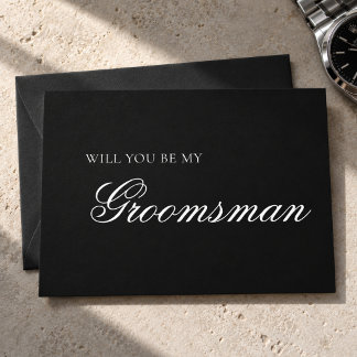 Minimalist Black and White Groomsman Proposal Card