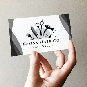 Minimalist Black and White Hair Salon Business Car Card