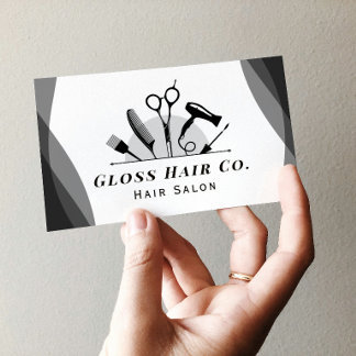 Minimalist Black and White Hair Salon Business Car Card
