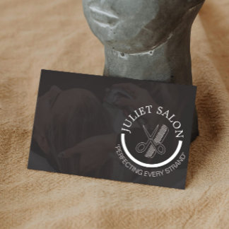 Minimalist Black and White Hair Stylist Monochrome Business Card