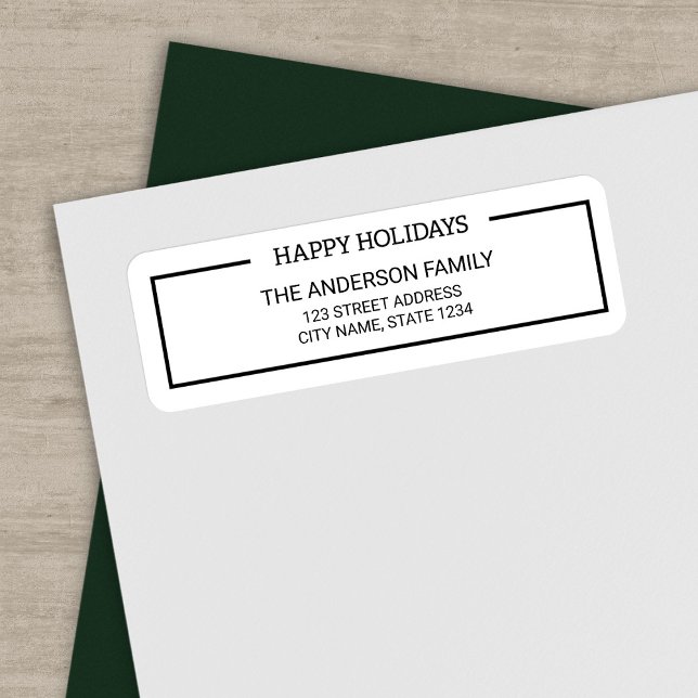 Minimalist Black and White Happy Holidays Address Label (Creator Uploaded)
