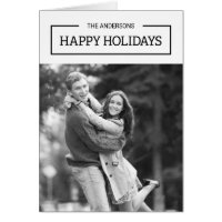 Minimalist Black and White Happy Holidays Photo Card