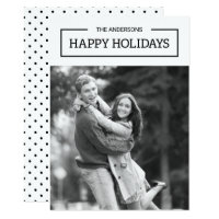Minimalist Black and White Happy Holidays Photo Card