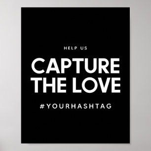 Minimalist Black and white Hashtag wedding sign