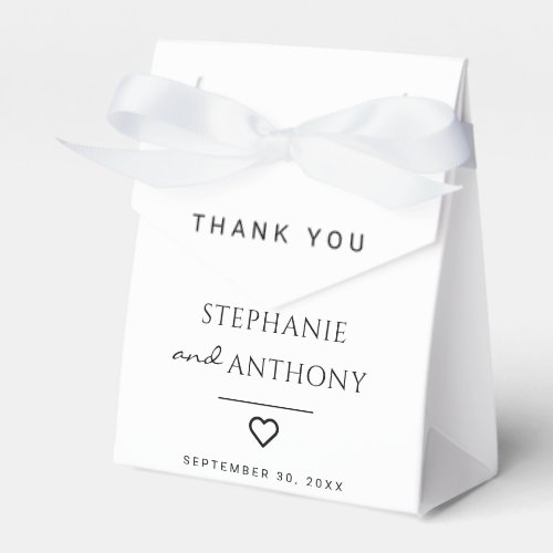 Minimalist Black And White Heart Modern Wedding  Favor Boxes