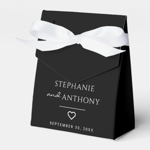 Minimalist Black And White Heart Modern Wedding   Favor Boxes