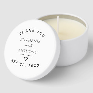 Minimalist Black And White Heart Modern Wedding Mini Candle Favors