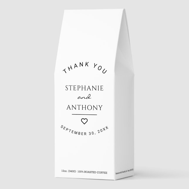 Minimalist Black And White Heart Modern Wedding  Roasted Coffee (Front)