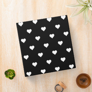 Minimalist Black and White Heart Pattern 3 Ring Binder