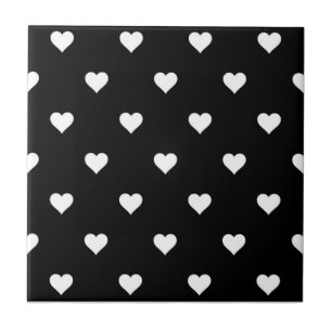 Minimalist Black and White Heart Pattern Ceramic Tile