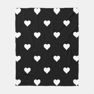 Minimalist Black and White Heart Pattern Fleece Blanket