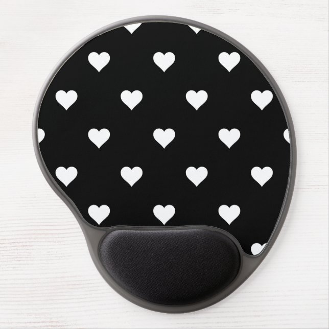 Minimalist Black and White Heart Pattern Gel Mouse Pad (Front)