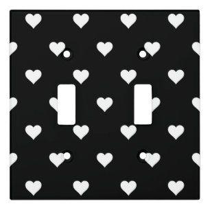 Minimalist Black and White Heart Pattern Light Switch Cover